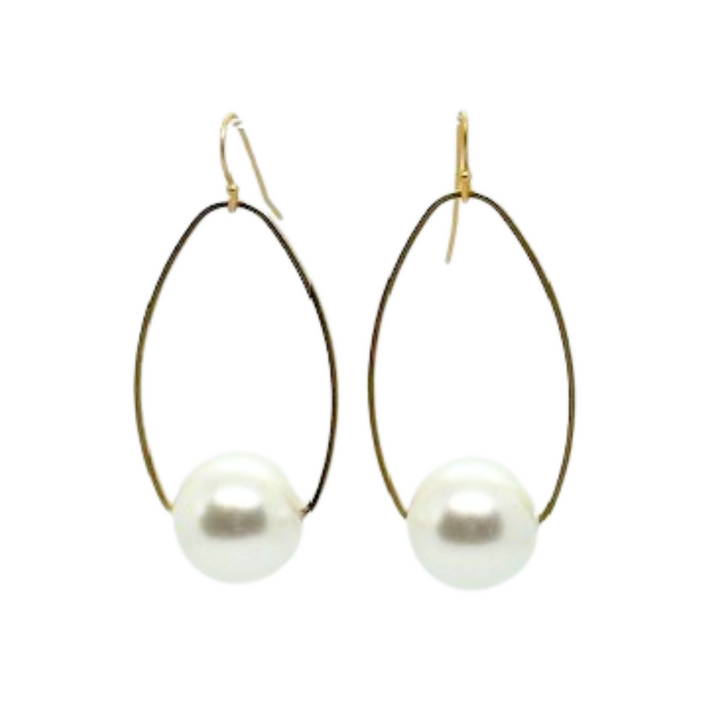 White Bubble Pearls Inset On Matte Gold Frames