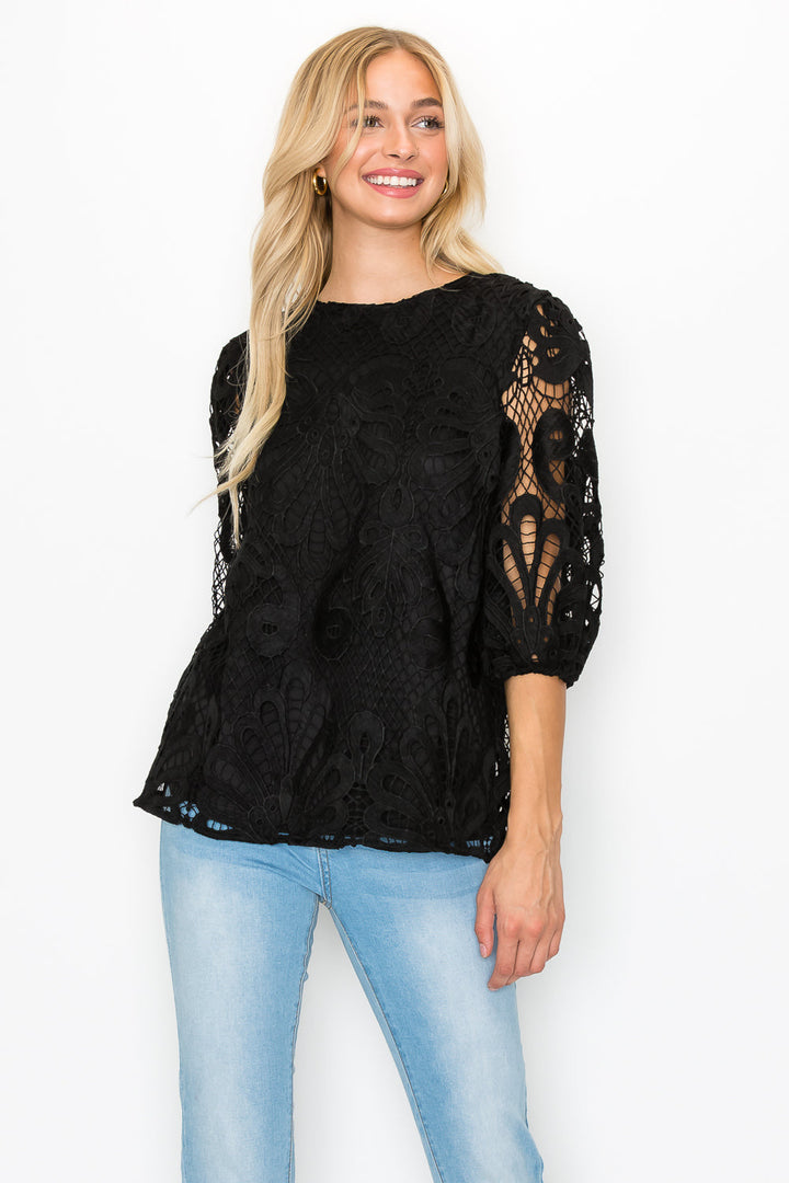 Lily Woven Lace Top