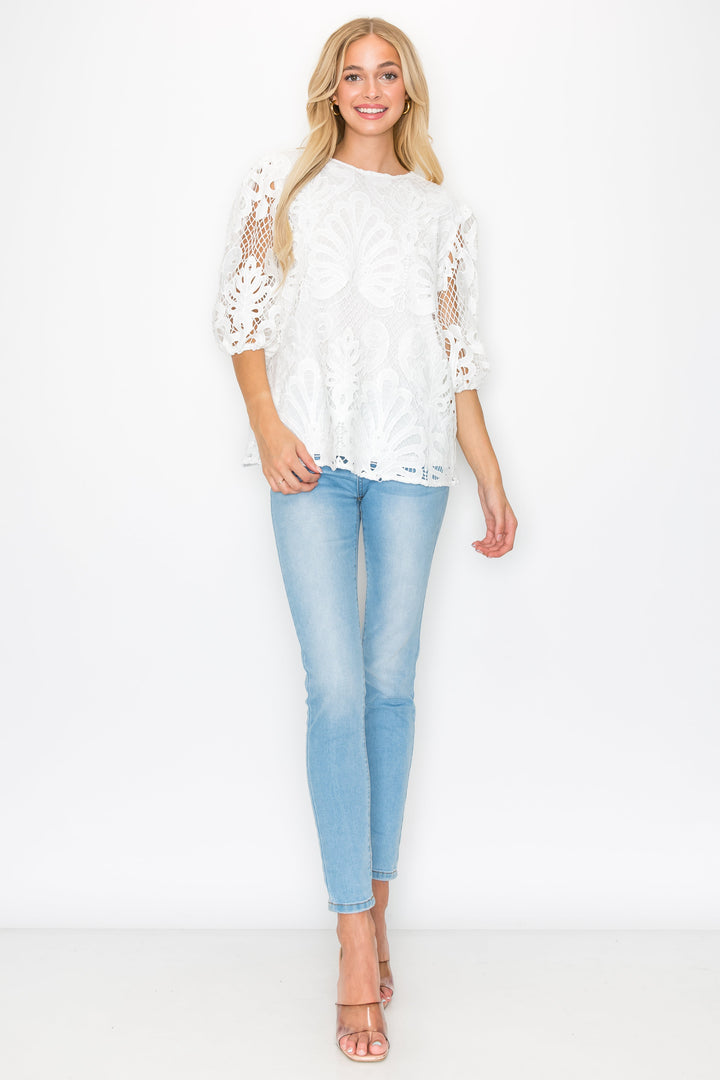 Lily Woven Lace Top