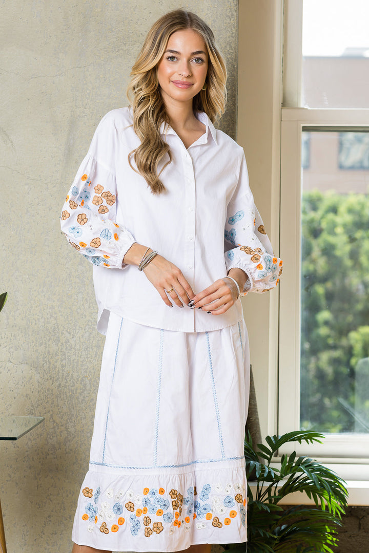 Willow Cotton Poplin Shirt with Embroidery & Sparkles