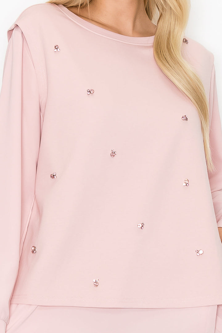 Rilynn Top with Pleating & Diamonds