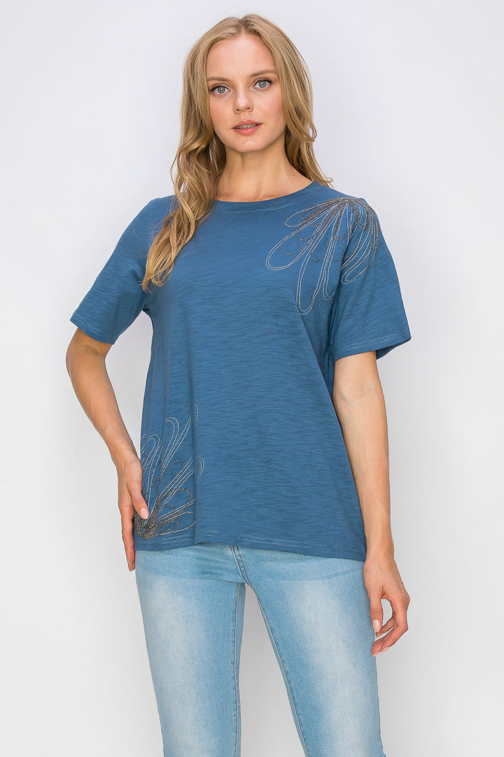 Cora Cotton Top with Beading Trim