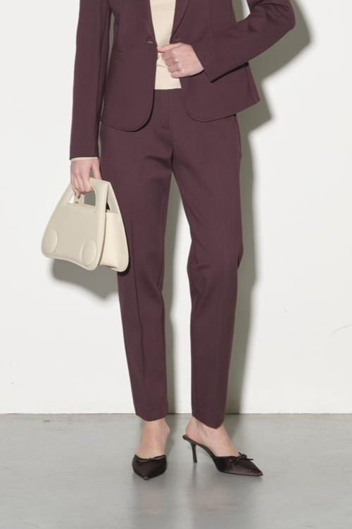 Cotton Stitch Cigarette Trousers with Elastic
