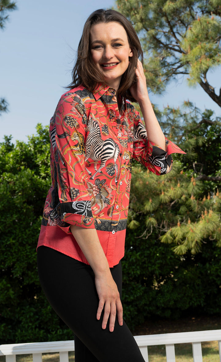 3/4 Sleeve Blouse Pink Zebra Print
