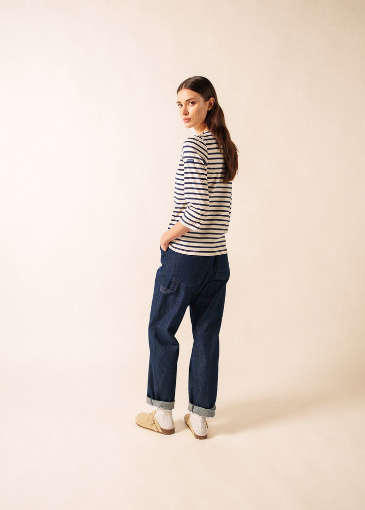 GALATHEE II - Breton Striped Top with ¾ Sleeve (ECRU / NAVY)