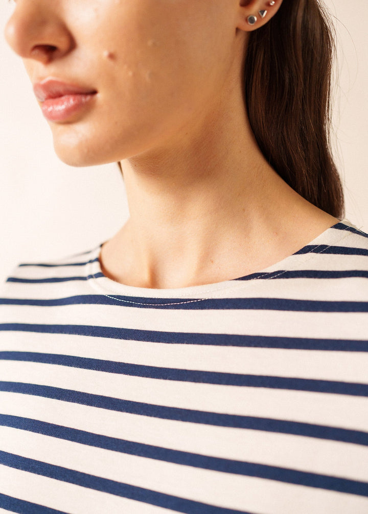 GALATHEE II - Breton Striped Top with ¾ Sleeve (ECRU / NAVY)