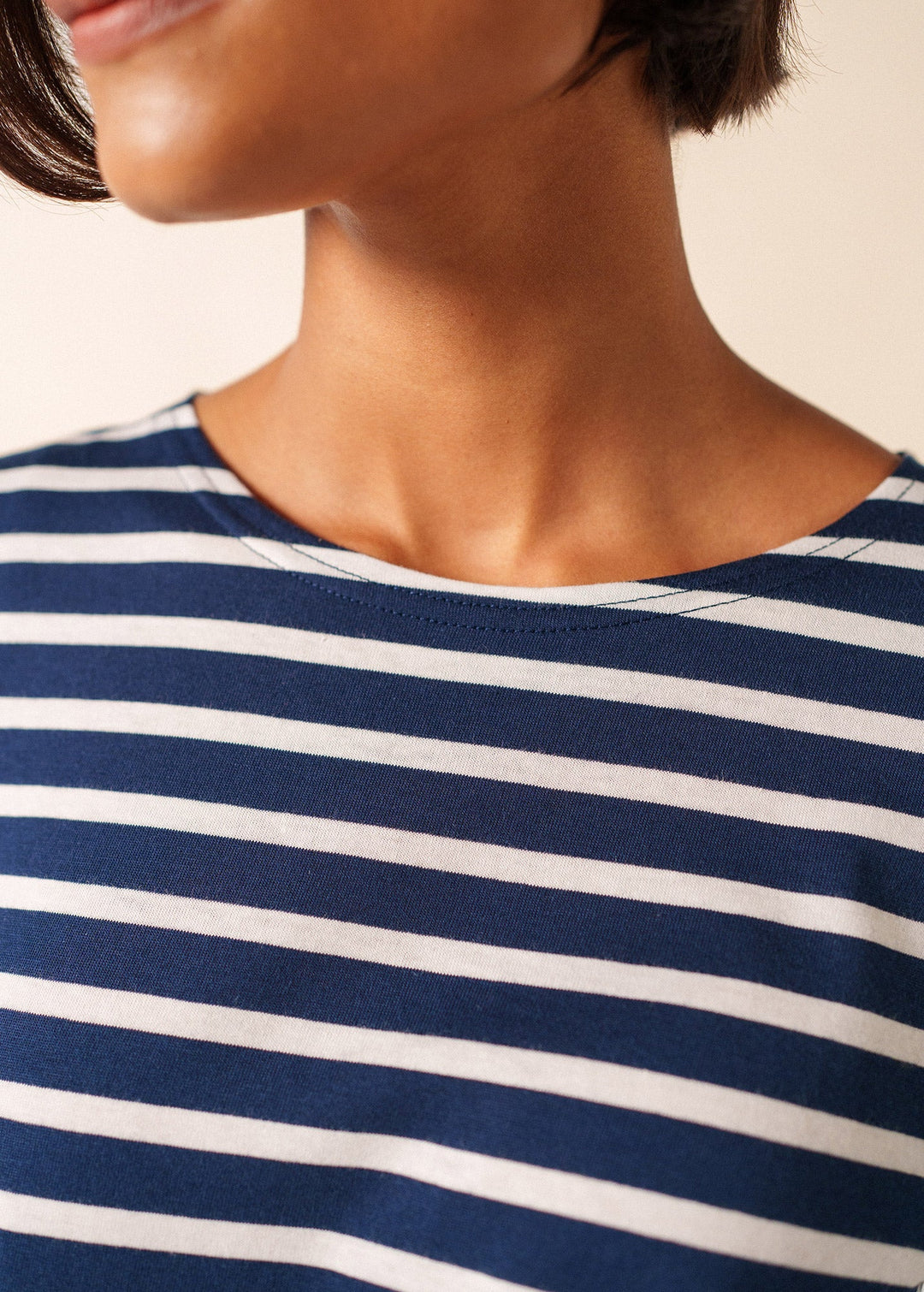 GALATHEE II - Breton Striped Top with ¾ Sleeve (NAVY / WHITE)