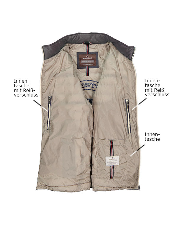 Milestone MSMalik leather jacket, dark brown, detail view