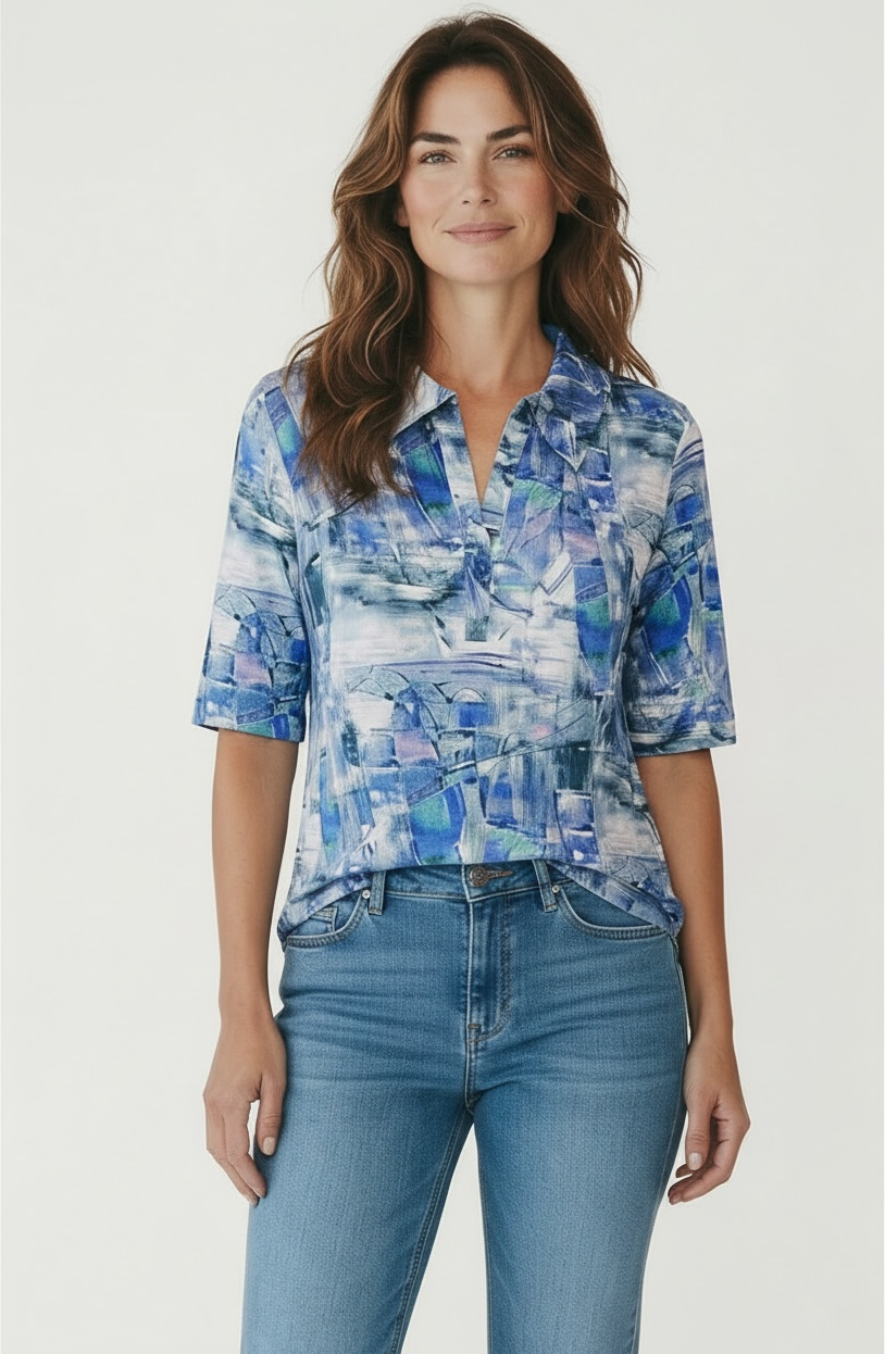 Viscose Johnny Collar Top