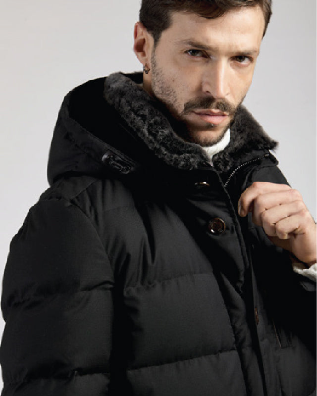 Down Jacket with Fur Collar