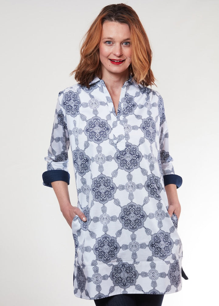 Vail Tunic Navy White Medallion