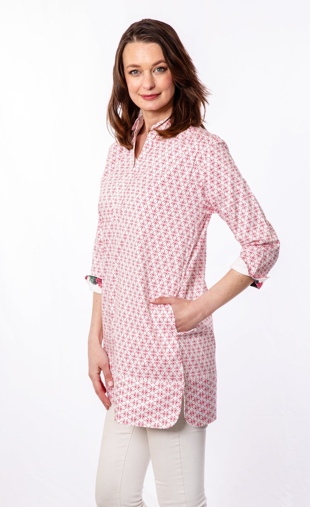 Vail Tunic Mini Pink Palms Print