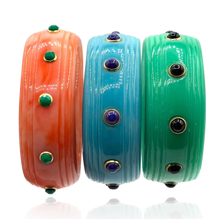 Rosa Turquoise And Black Lapis Resin Bangle