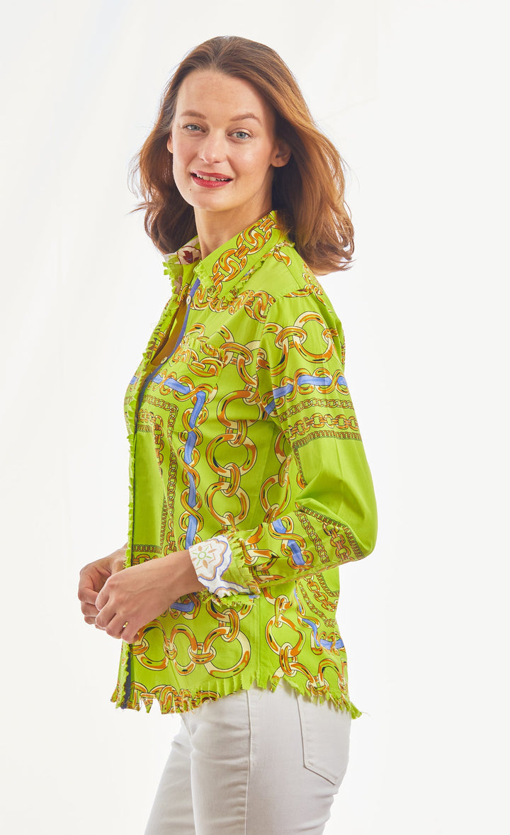 Cape Cod Acid Green And Navy Links Cotton Stretch