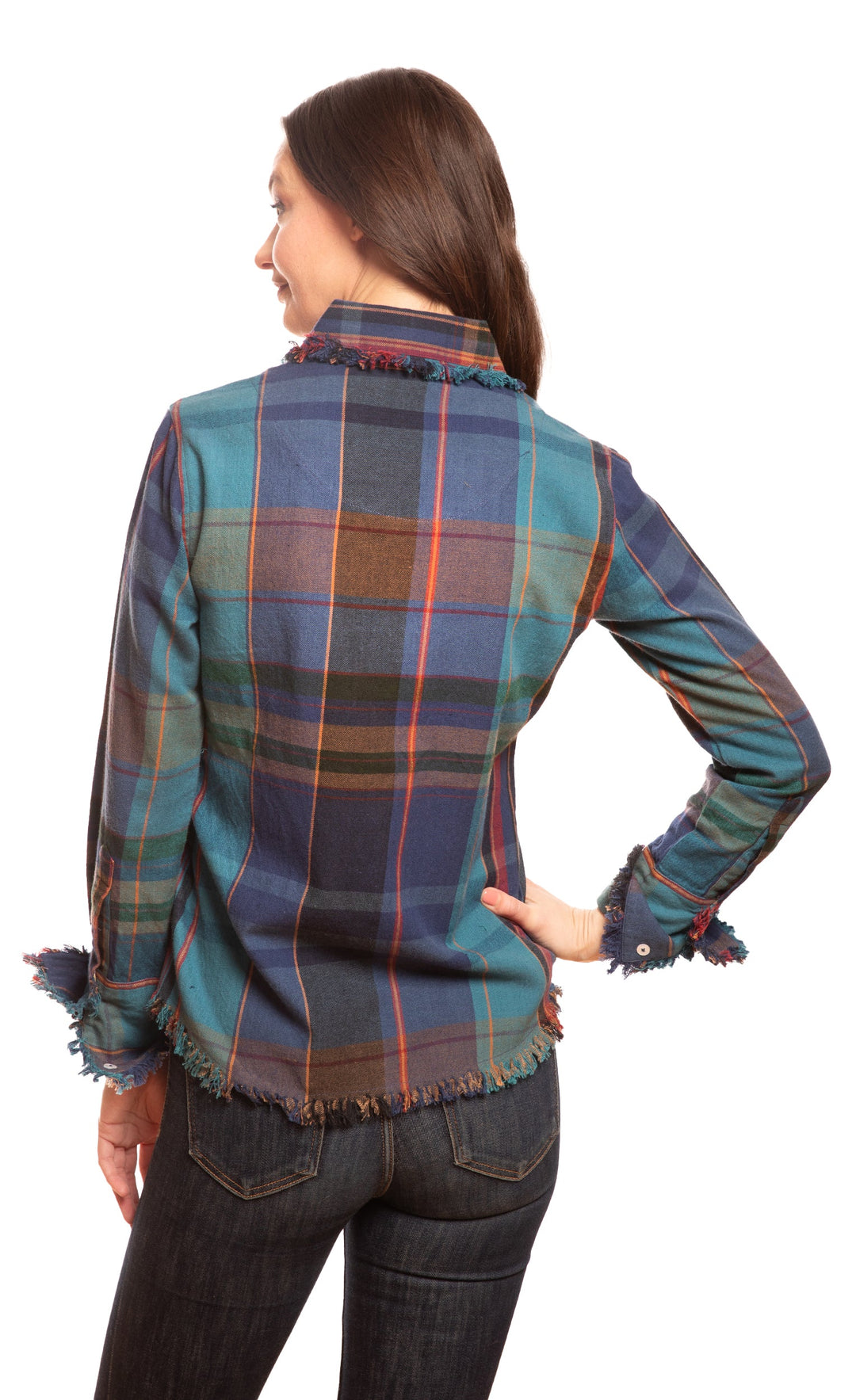 Cape Cod Top Blue and Violet Yarn-Dyed Plaid