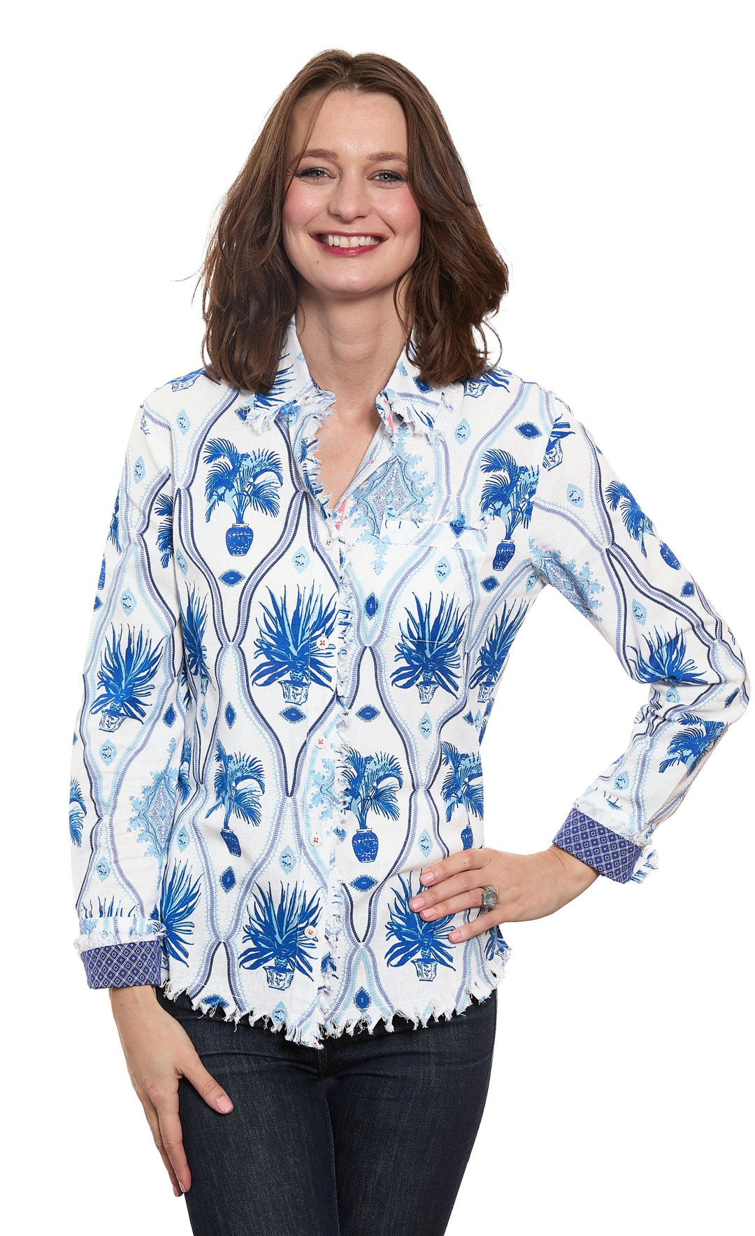 Cape Cod Top Linen Cotton Chinoiserie Print