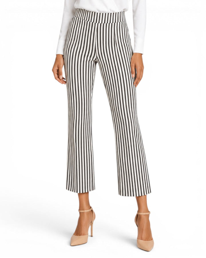 Krazy Larry P600 Pull on Wide Ankle Pant -Black/White Stripe