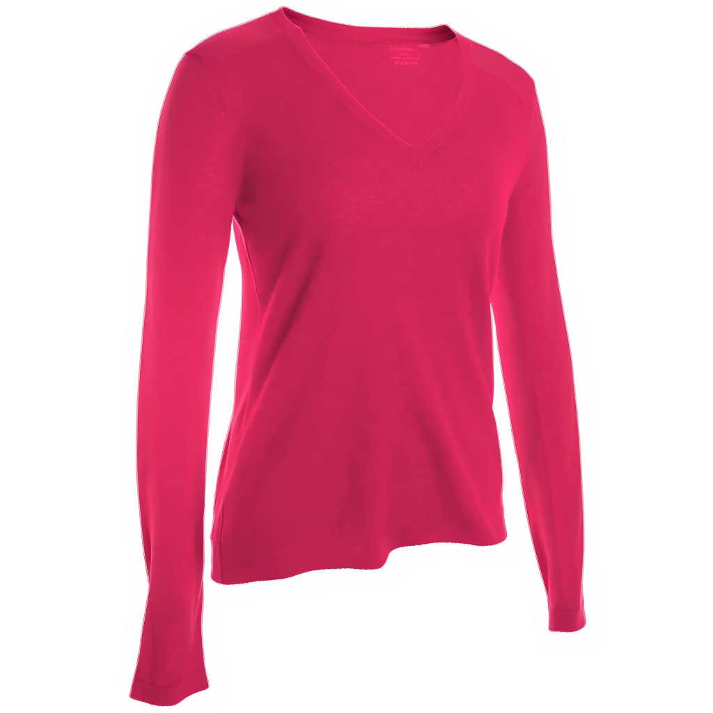 V Neck Long Sleeve Cashmere Shirt -Berry