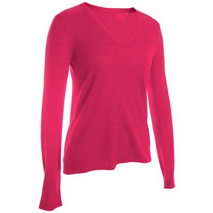 V Neck Long Sleeve Cashmere Shirt -Berry