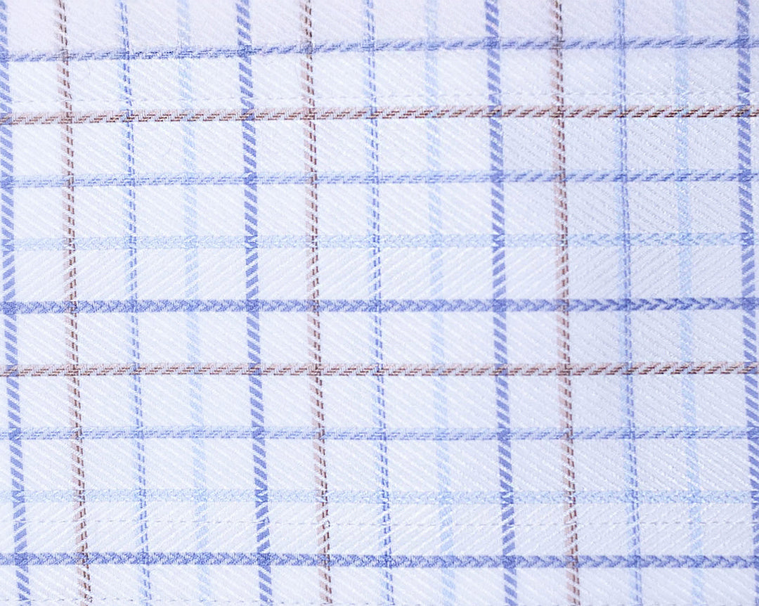 CREAM/SKY BLUE AND TAUPE CHECK SHIRT