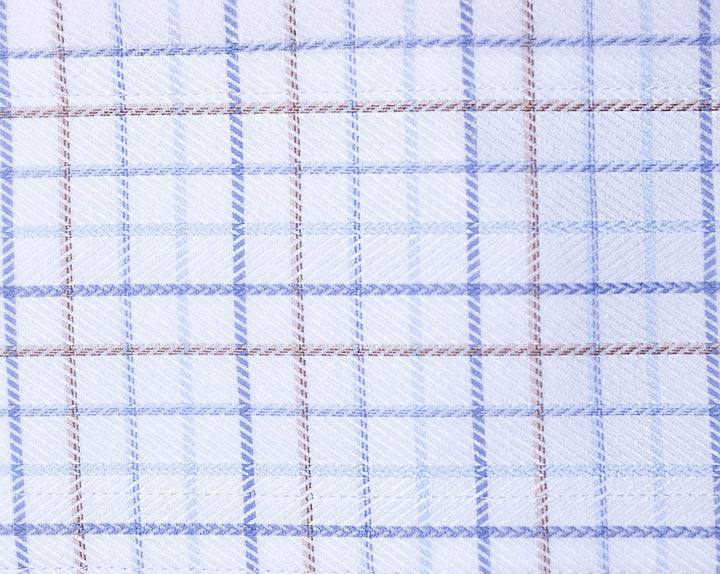 CREAM/SKY BLUE AND TAUPE CHECK SHIRT