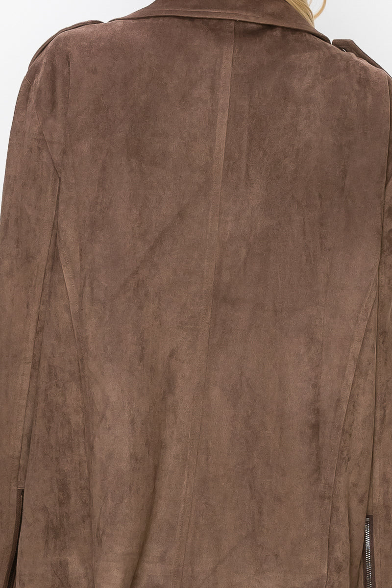 Jemi Stretch Suede Moto Jacket