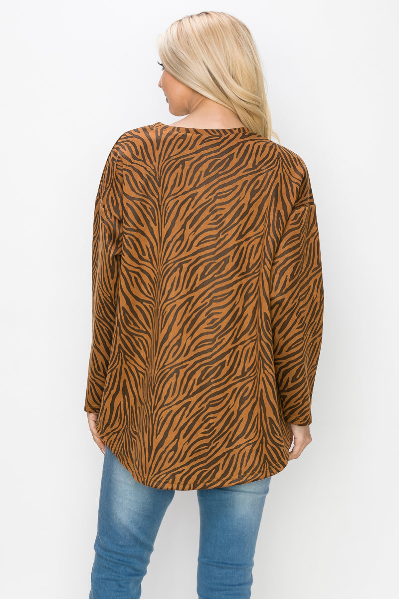 Alcee Stretch Suede Animal Print Top