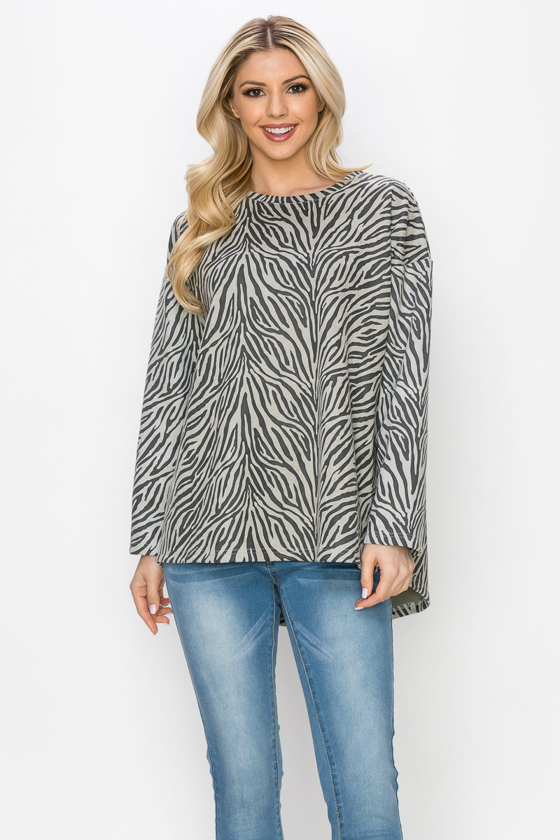 Alcee Stretch Suede Animal Print Top