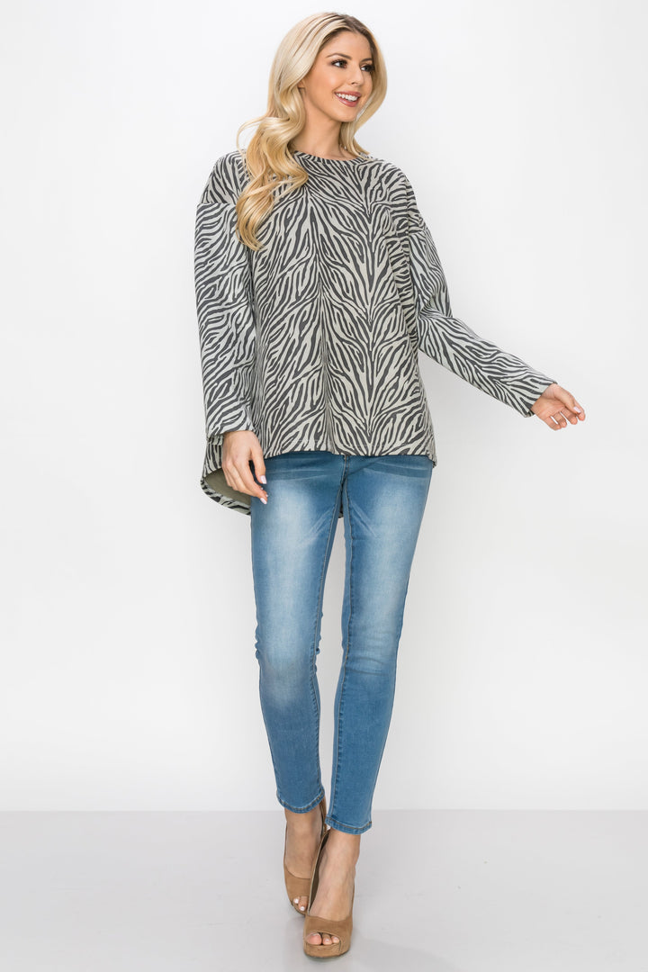 Alcee Stretch Suede Animal Print Top