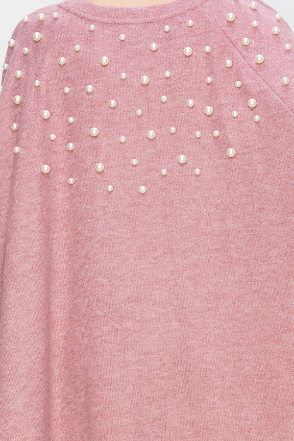 Shelia Stretch Knit Pearl Poncho