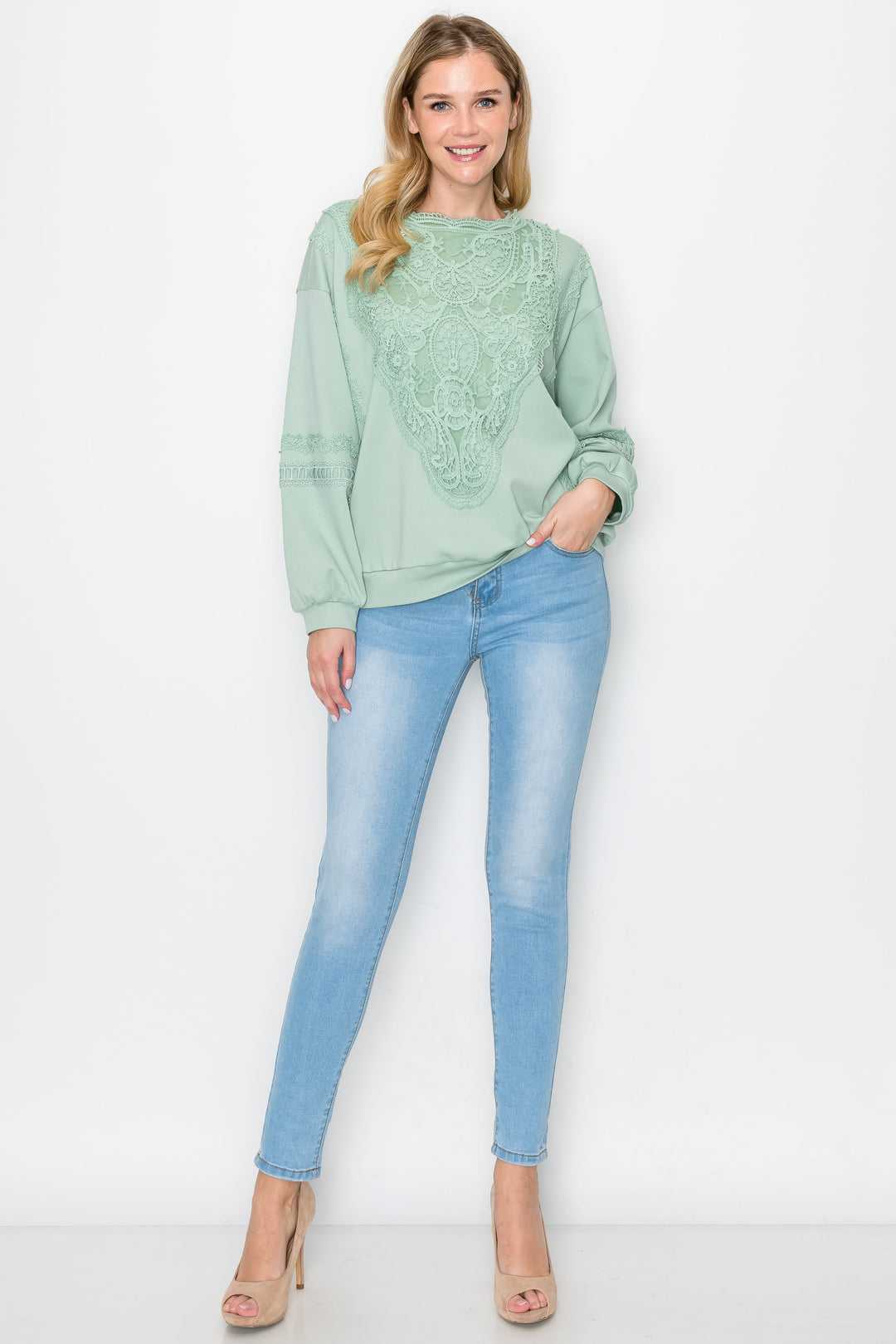 Rabiah Stretch Pointe Knit with Lace