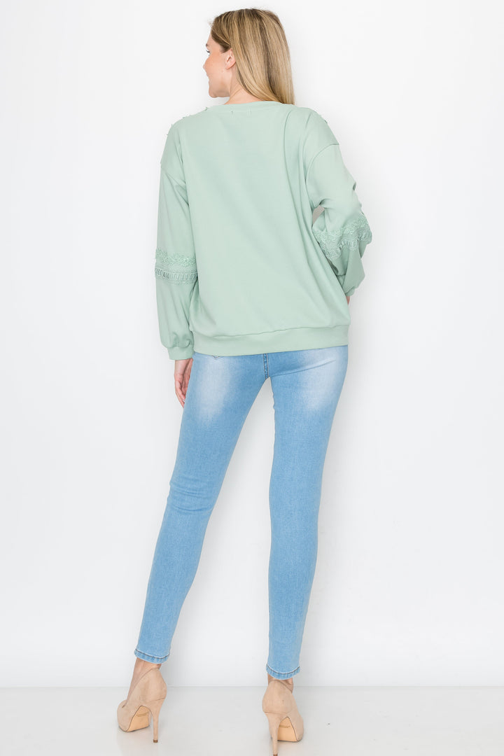 Rabiah Stretch Pointe Knit with Lace