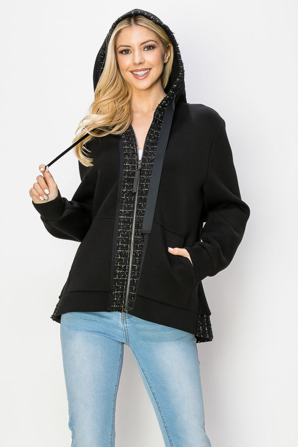 Faiza Stretch French Scuba with Tweed