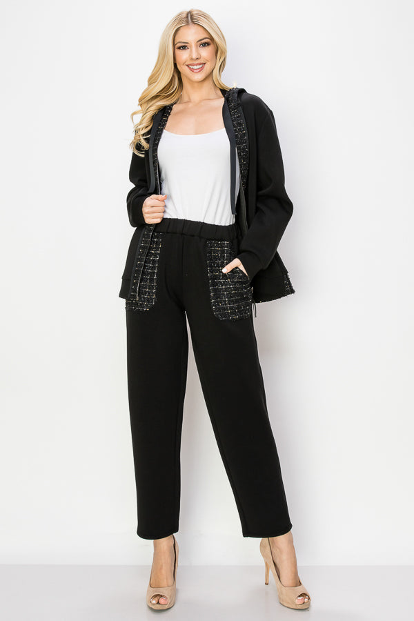 Faiza Stretch French Scuba with Tweed