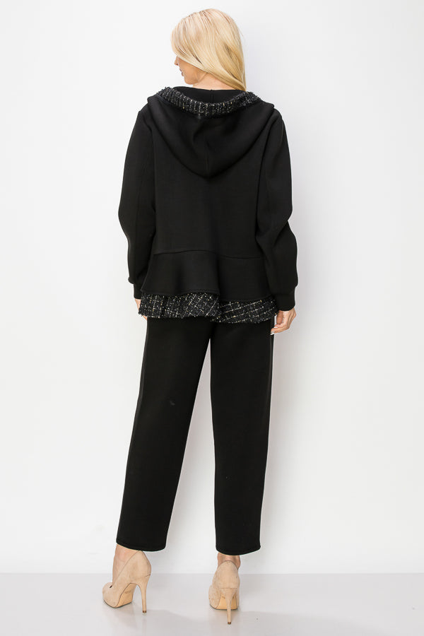 Faiza Stretch French Scuba with Tweed