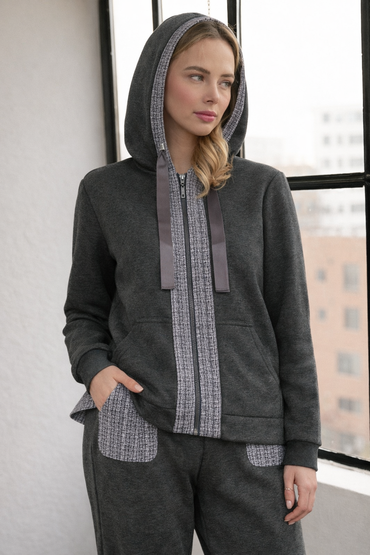 Faiza Stretch French Scuba with Tweed