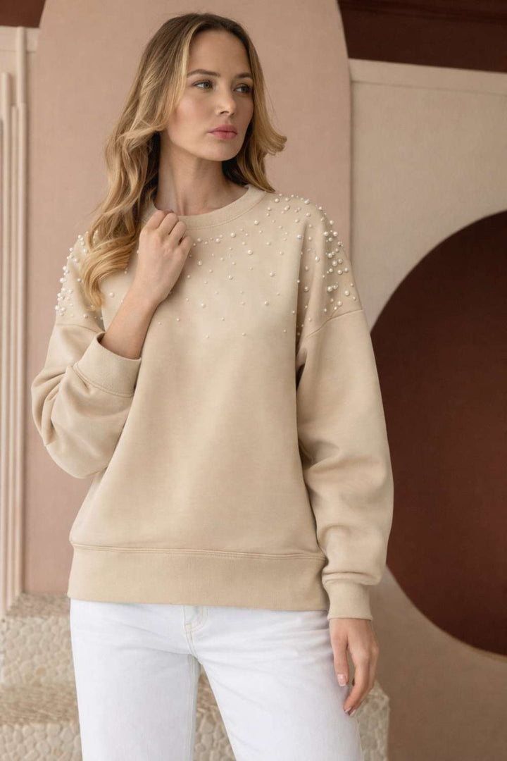 Frenna Stretch French Scuba Pearl Top