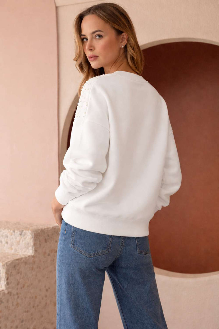 Frenna Stretch French Scuba Pearl Top