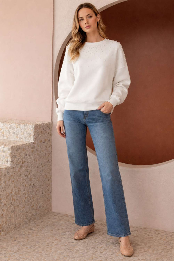 Frenna Stretch French Scuba Pearl Top