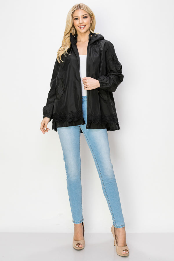 Jadis Woven Windbreaker Jacket with Hoodie