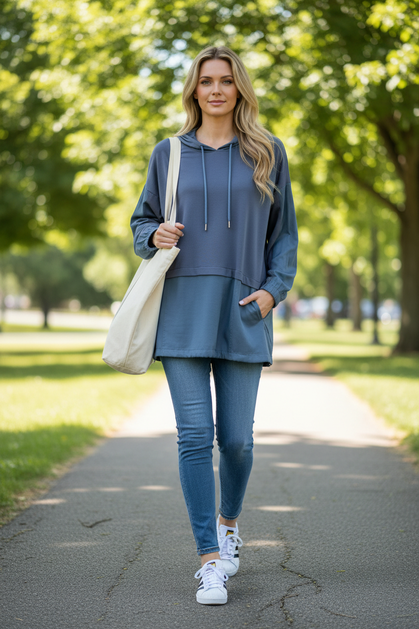 Reinna Stretch Pointe Knit Top with Hoodie