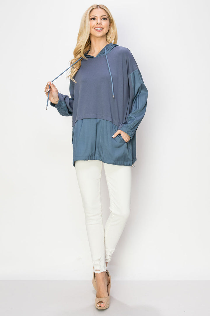 Reinna Stretch Pointe Knit Top with Hoodie
