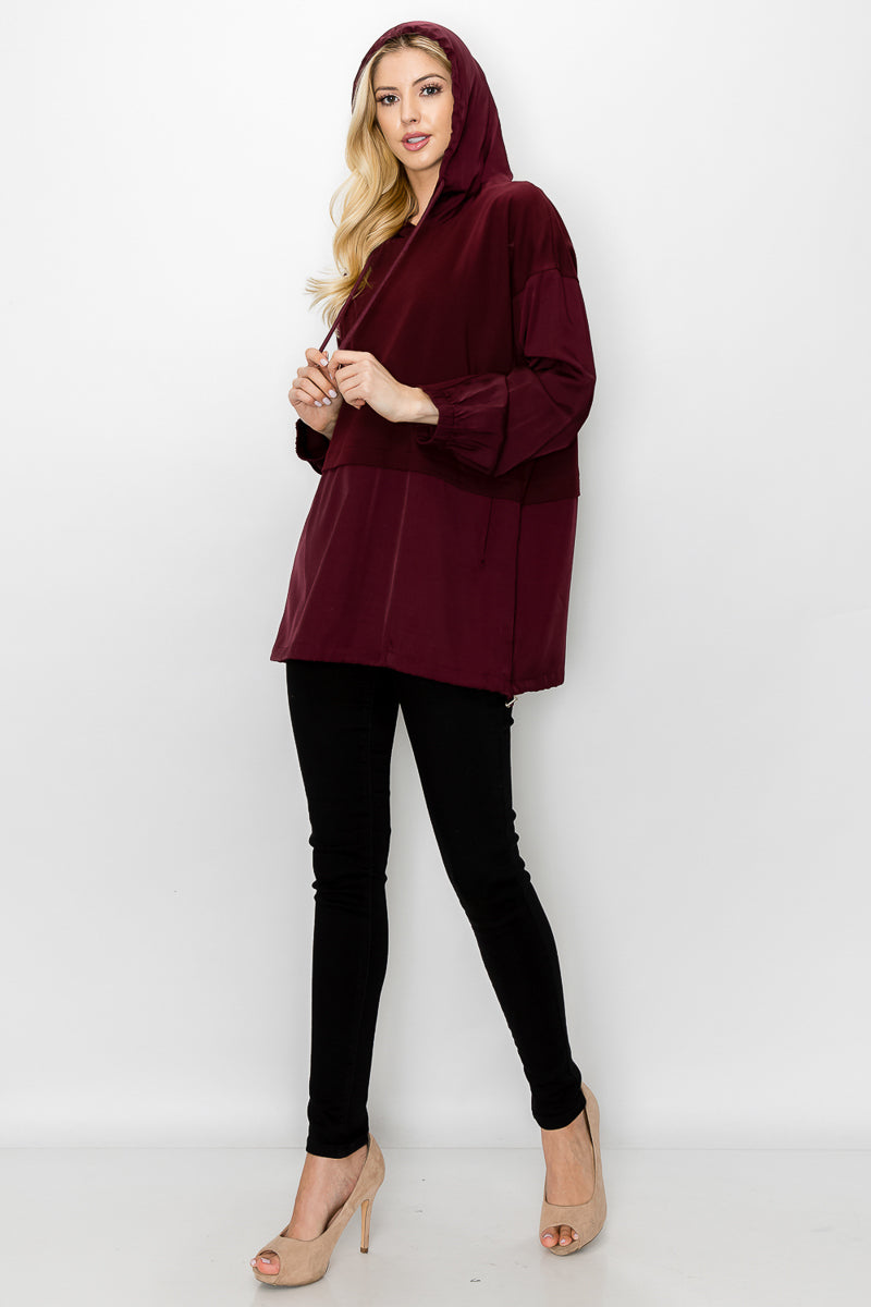 Reinna Stretch Pointe Knit Top with Hoodie