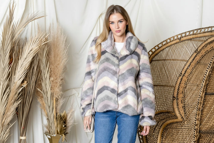 Jonna Chevron Fur Jacket