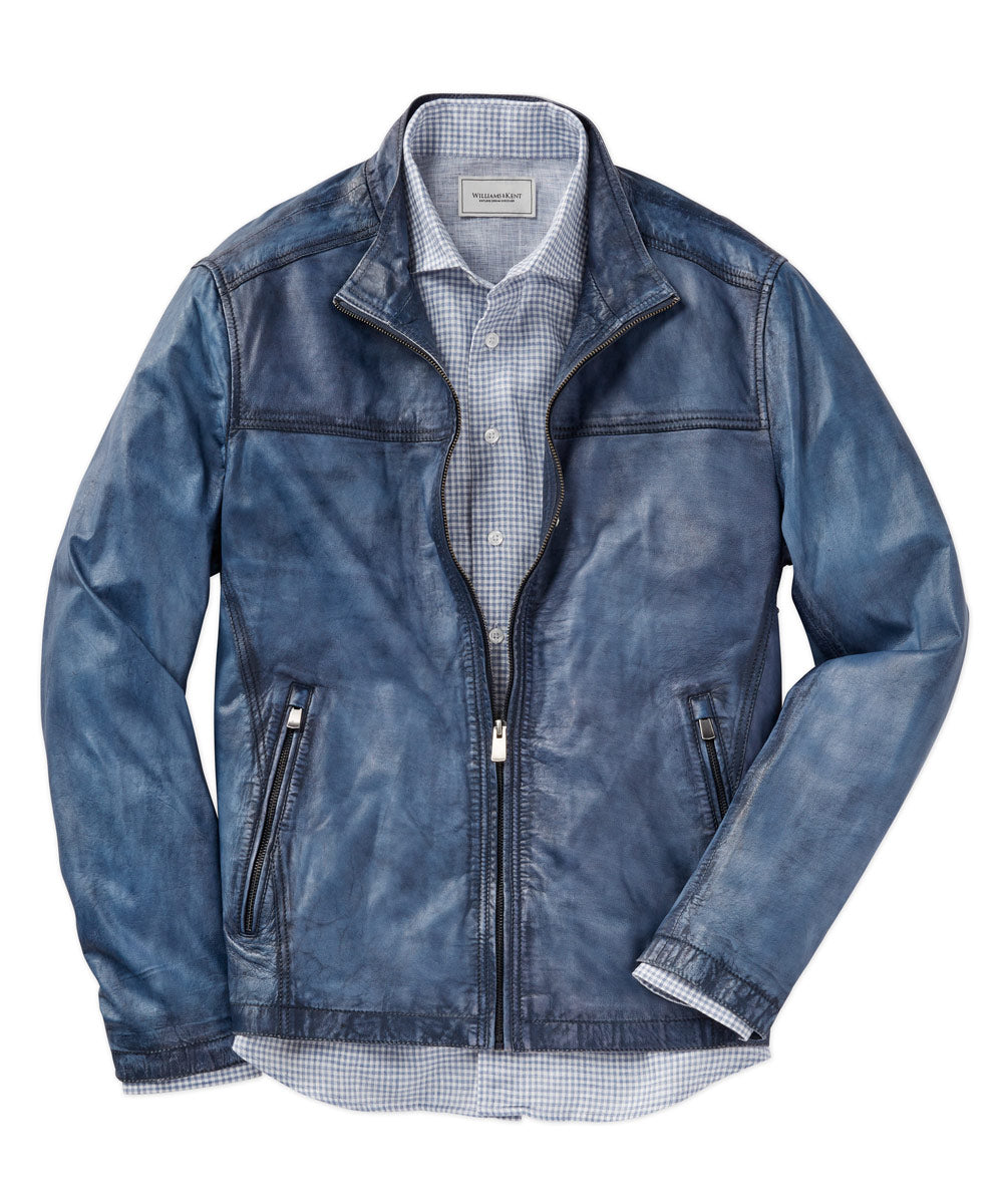 LaMarque Lucio lambskin leather jacket in ice blue