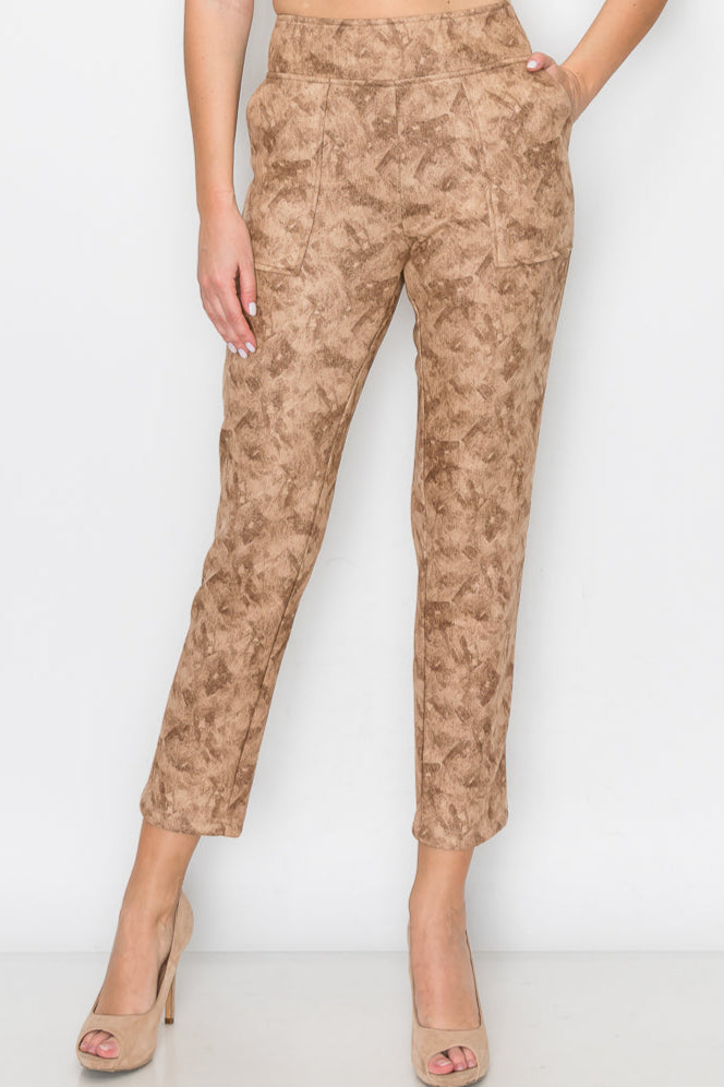 Anna Stretch Suede Print Pant