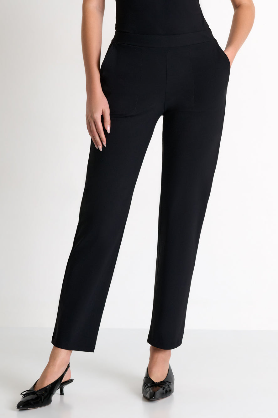 Elisabeth Straight Leg Lycra Pants - Black