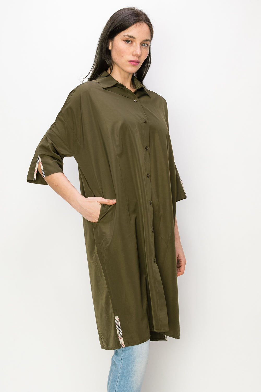 olive green tunic dress Garment Dyed Sleeveless Tunic Dress | Sap Green