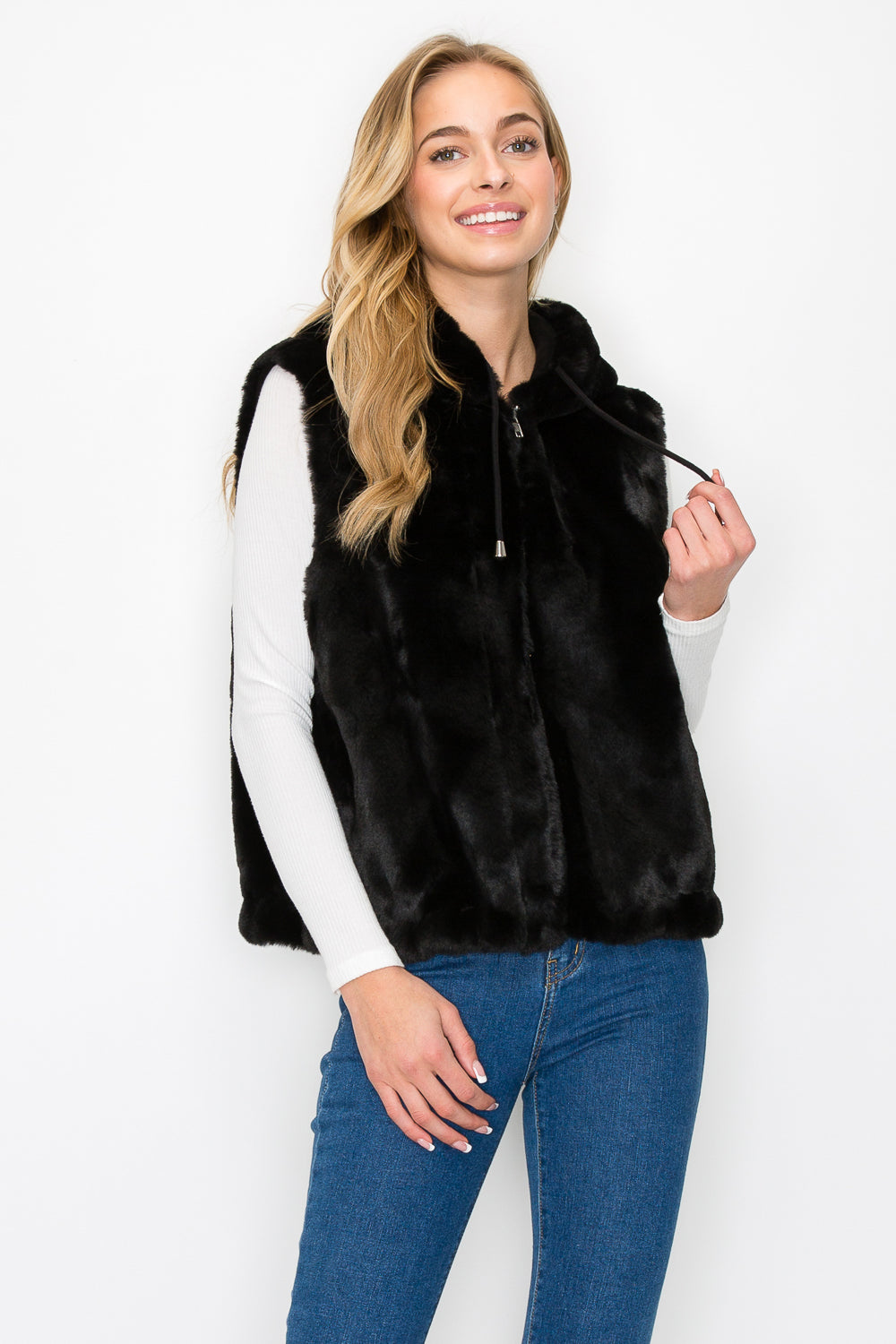 Jackie Fur Vest with Matching Crossbody Fur Bag (Set)
