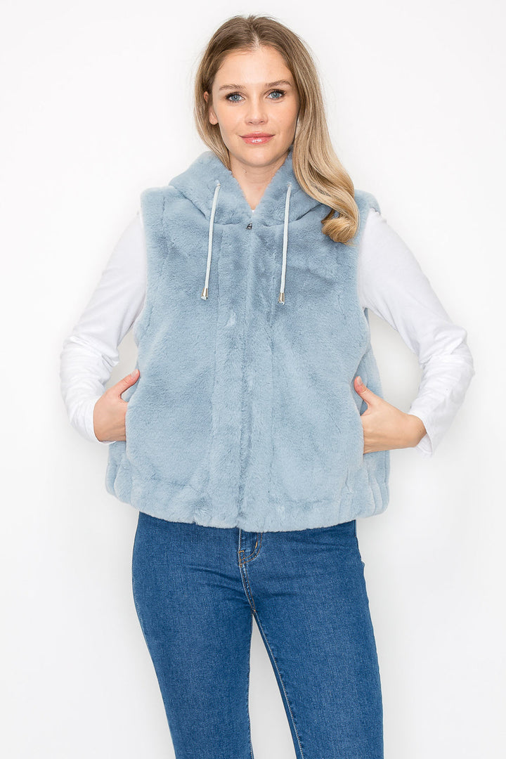 Jackie Fur Vest with Matching Crossbody Fur Bag (Set)